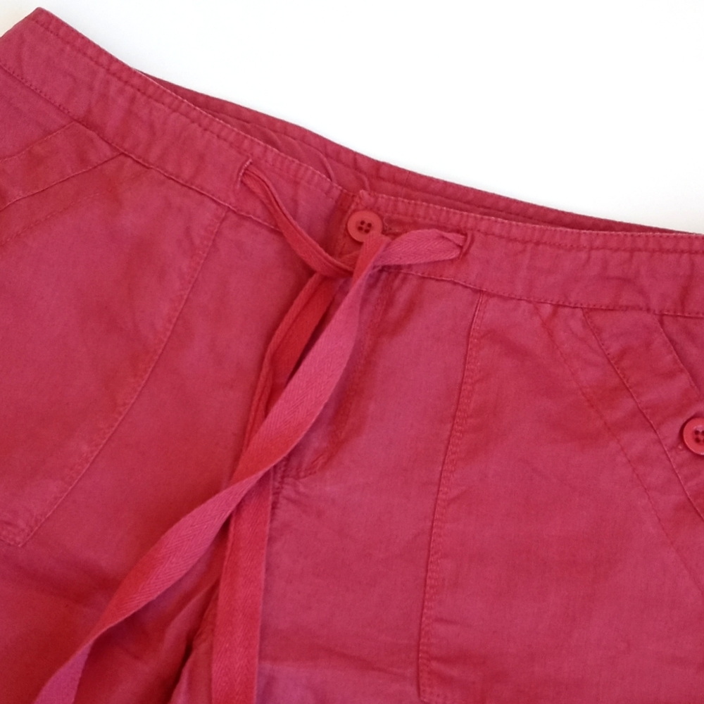 Cynthia Rowley Muted Red Casual 100% Linen Flair Boot Cut Leg Pants 6 - Picture 4 of 9